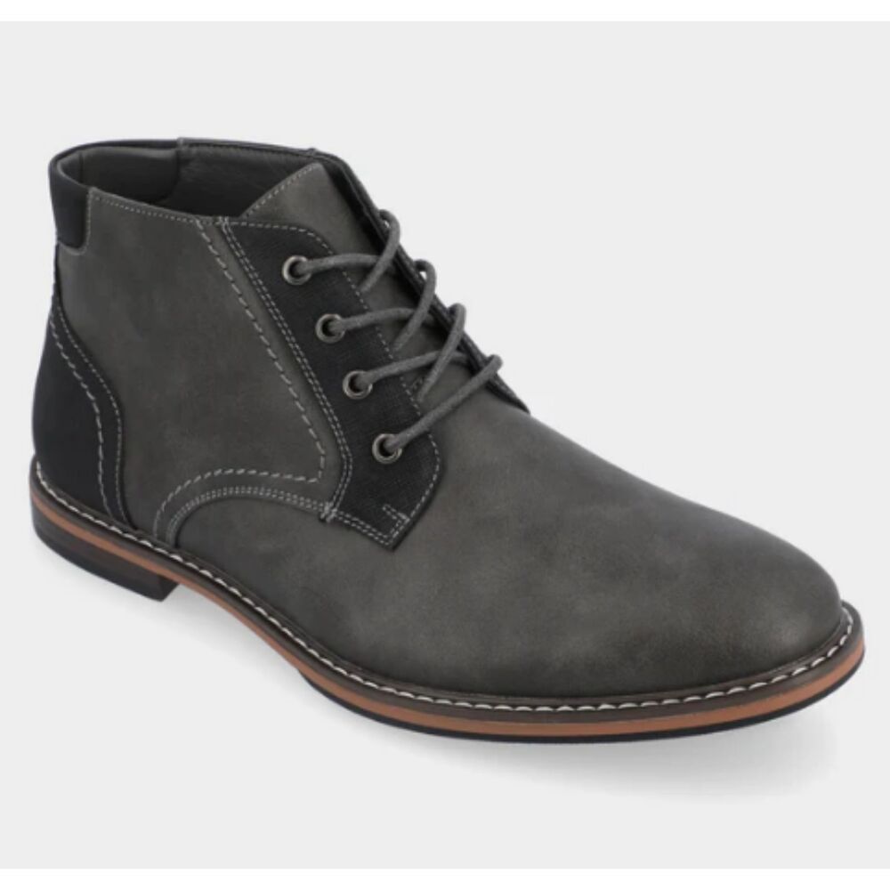 Vance Co. Men's Franco Plain Toe Chukka Boot, Charcoal, Size 8